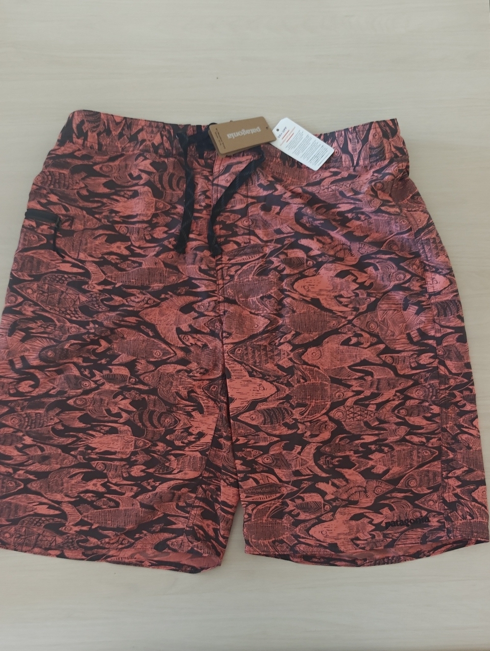 Patagonia Men’s Coral-Red Fish Pattern Board Shorts